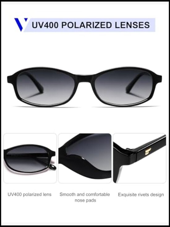 Retro Polarized Rectangle Sunglasses 90s Vintage Thin Frame
